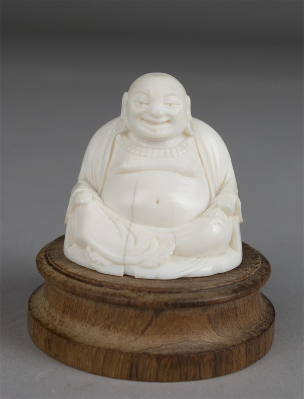 Chinese Carved Ivory Happy Buddha Figure