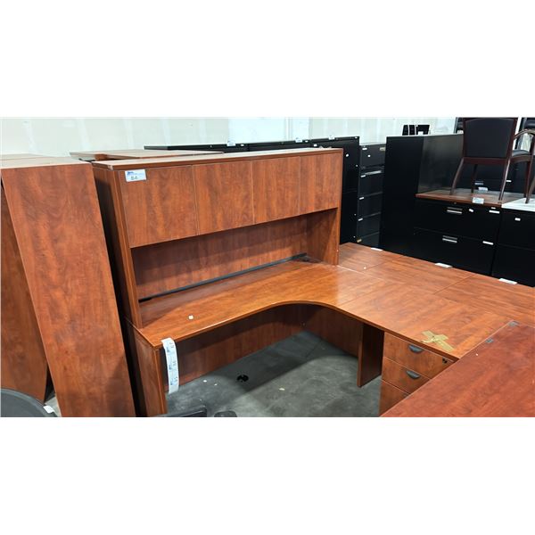 CHERRY CORNER COMPUTER DESK COMES WITH HUTCH APPROX 6'X6'