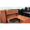 Image 1 : CHERRY CORNER COMPUTER DESK COMES WITH HUTCH APPROX 6'X6'