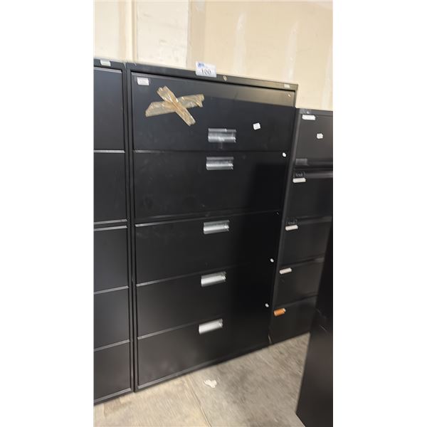 BLACK 5 DRAWER LATERAL FILE CABINET