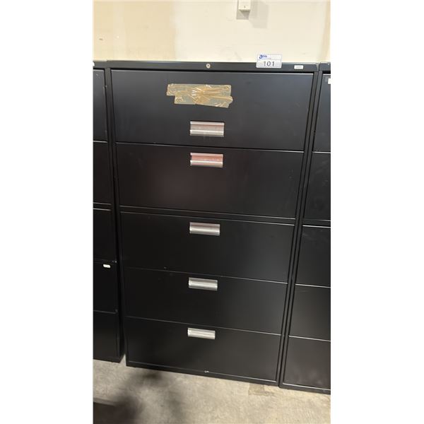 BLACK 5 DRAWER LATERAL FILE CABINET