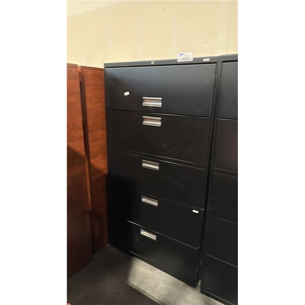 BLACK 5 DRAWER LATERAL FILE CABINET