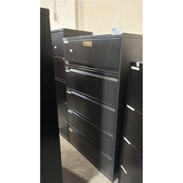 BLACK 5 DRAWER LATERAL FILE CABINET
