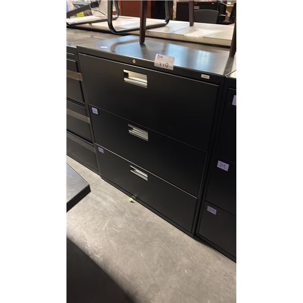 BLACK 3 DRAWER LATERAL FILE CABINET