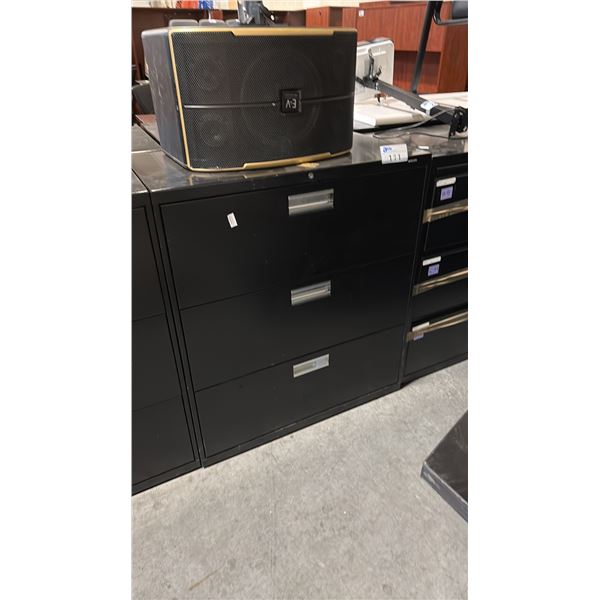 BLACK 3 DRAWER LATERAL FILE CABINET
