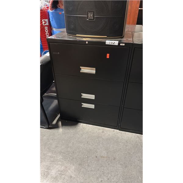 BLACK 3 DRAWER LATERAL FILE CABINET