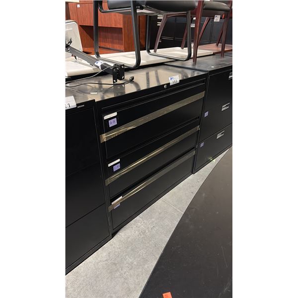 BLACK 3 DRAWER LATERAL FILE CABINET