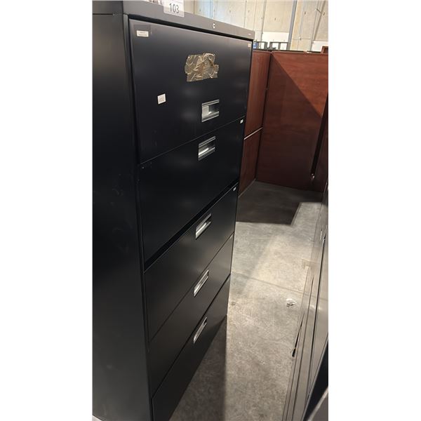 BLACK 5 DRAWER LATERAL FILE CABINET
