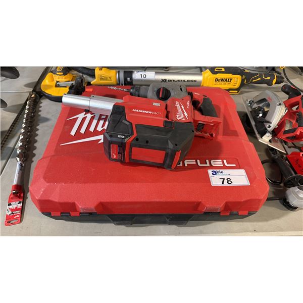 MILWAUKEE M18 1" SDS PLUS ROTARY HAMMER WITH HAMMERVAC AND DUST BOX IN HARD TRANSPORT CASE