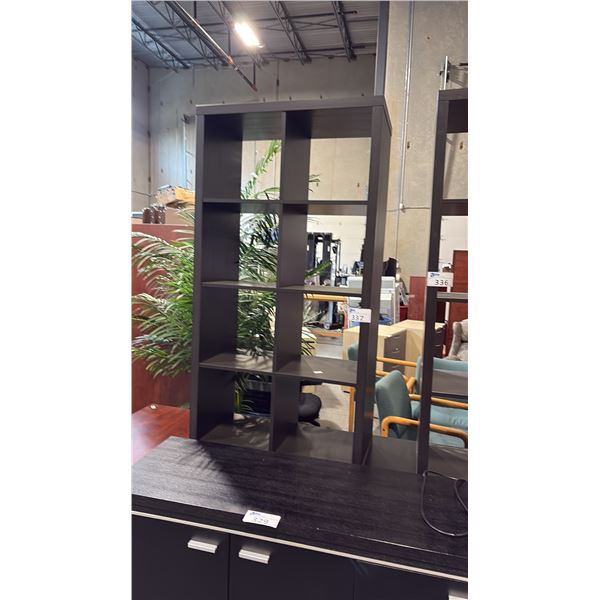 BLACK 8 COMPARTMENT BOOKSHELF APPROX 4'H
