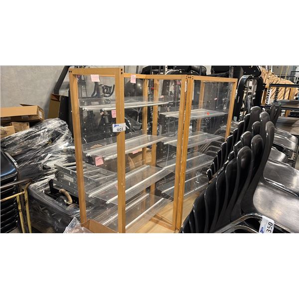 WOODEN FRAME ADJUSTABLE 5-SHELF CLEAR VIEW RETAIL MERCHANDISING DISPLAYS 36.0"W X 19.0"D X 72.0"H