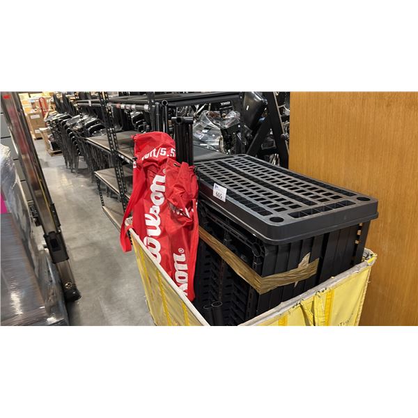 BLACK PLASTIC MODULAR SHELVING PARTS AND 3-PC 18FT (5.5M) WILSON EZ TENNIS NET