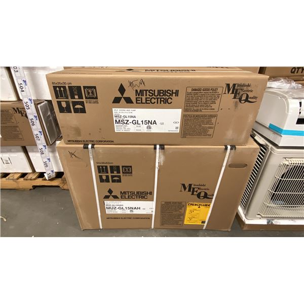2 PC SET OF MITSUBISHI ELECTRIC MODEL MUZ-GL15NAH WALL-MOUNTED OUTDOOR HEAT PUMP UNIT