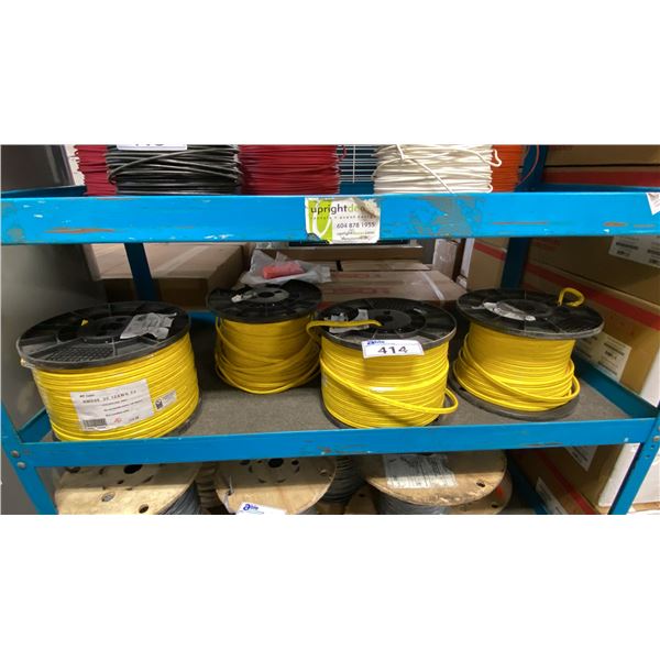 SHELF OF 4 SPOOLS OF HT CABLE NMD90 2C 12AWG NON-METALLIC SHEATHED COPPER ELECTRICAL WIRE