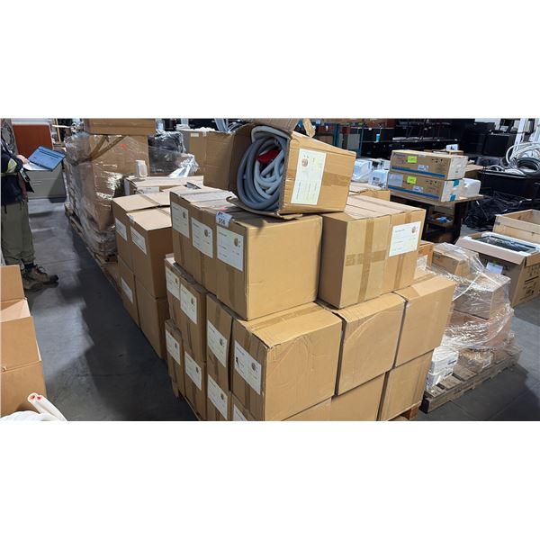 ASSORTED PLUMBING HVAC HARDWARE COMPONENTS AND BULK DRAIN HOSES