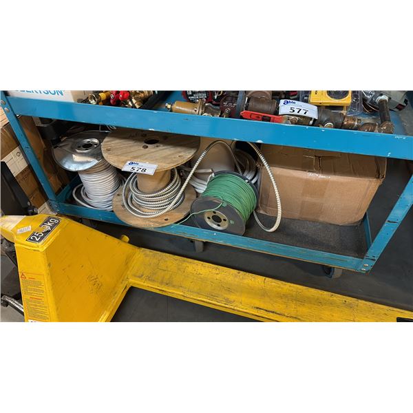 MIXED GAUGE ARMORED BX CABLE NM-B WIRE AND INSULATED COPPER SPOOLS ELECTRICAL ASSORMENT