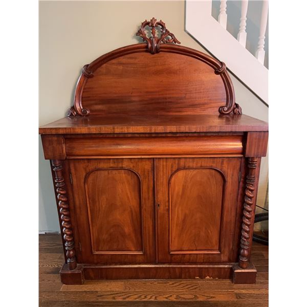 Carved Mahogany Sideboard With Spiral Columns