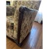 Image 3 : Upholstered Armchair With Carved Wood Detail