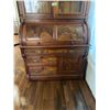 Image 2 : Walnut Roll-Top Secretary Bookcase Desk