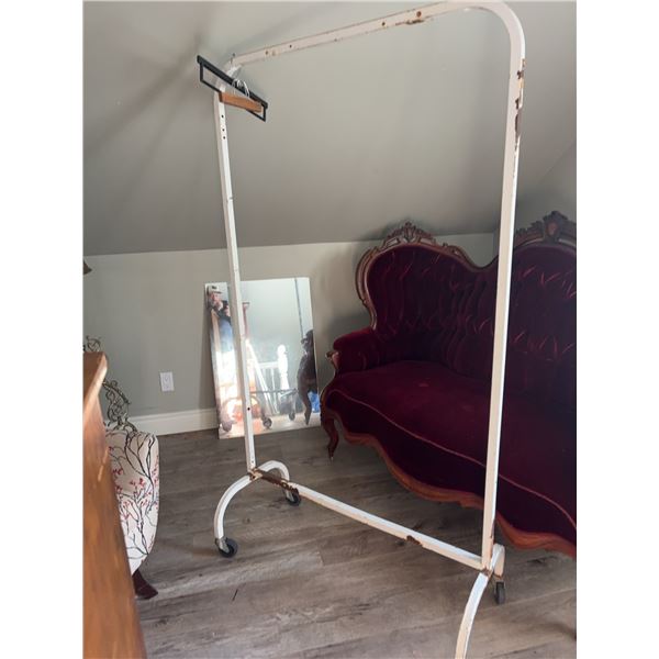 Vintage Metal Clothing Rack on Casters