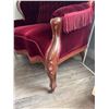 Image 2 : Carved Wood Victorian Red Velvet Settee