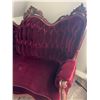 Image 5 : Carved Wood Victorian Red Velvet Settee