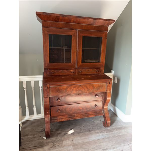Empire Style Mahogany Secretary Bookcase