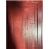 Image 2 : Red Painted Wooden Armoire With Carved Doors