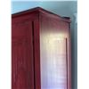 Image 3 : Red Painted Wooden Armoire With Carved Doors