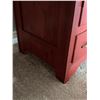 Image 4 : Red Painted Wooden Armoire With Carved Doors
