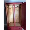 Image 5 : Red Painted Wooden Armoire With Carved Doors