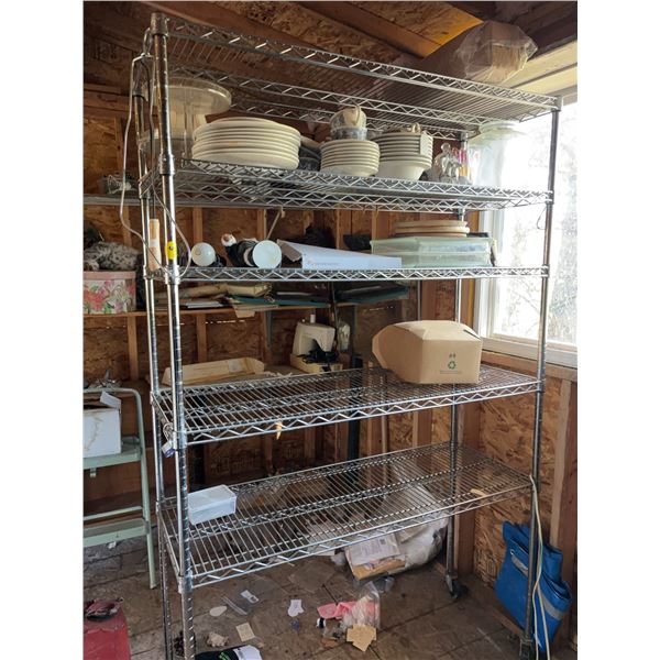 Large Metal Wire Rack with Mixed Contents
