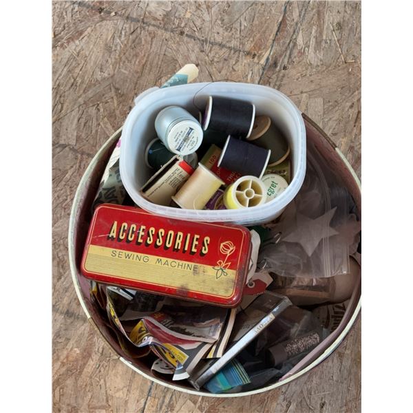 Sewing Machine Accessories Tin and Supplies