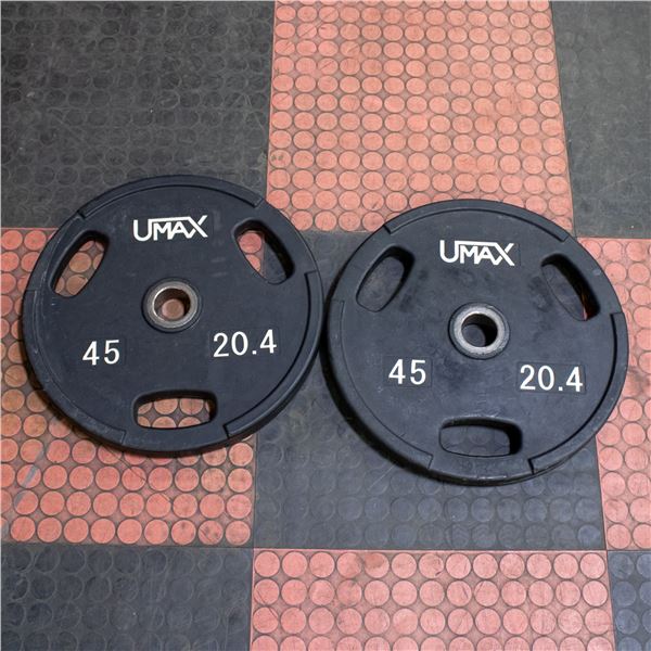BAILIFF SEIZED: 2X UMAX RUBBER WEIGHT PLATES 45LB