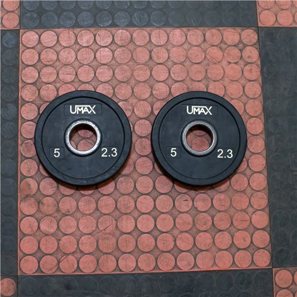 BAILIFF SEIZED: 2X UMAX RUBBER WEIGHT PLATES - 5LB