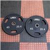 Image 1 : BAILIFF SEIZED: 2X UMAX RUBBER WEIGHT PLATES 45LB