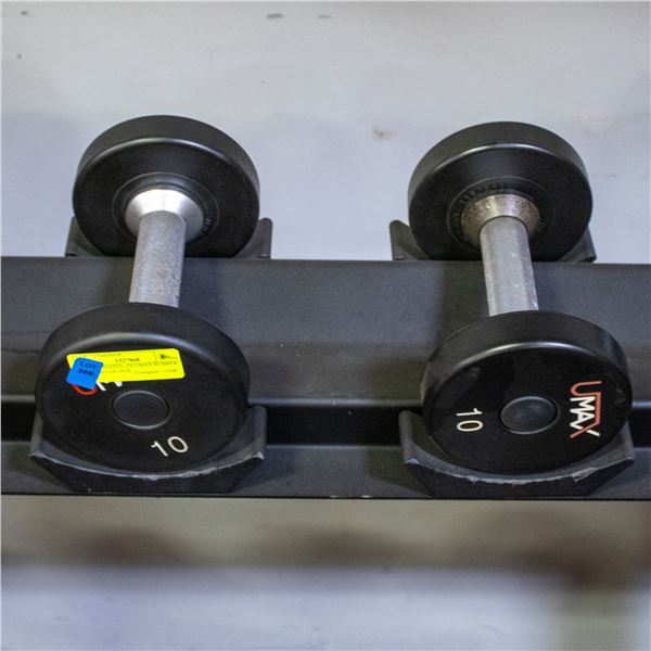 BAILIFF SEIZED: 2X UMAX RUBBER DUMBBELLS 10LB