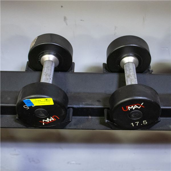 BAILIFF SEIZED: 2X UMAX RUBBER DUMBBELLS 17.5LB