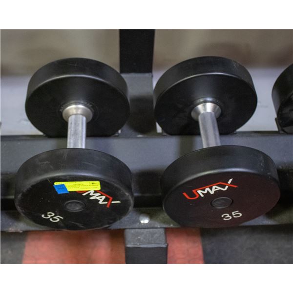 BAILIFF SEIZED: 2X UMAX RUBBER DUMBBELLS 35LB