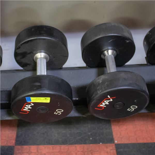 BAILIFF SEIZED: 2X UMAX RUBBER DUMBBELLS 50LB
