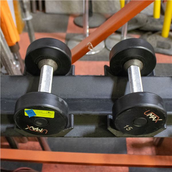 BAILIFF SEIZED: 2X UMAX RUBBER DUMBBELLS 15LB