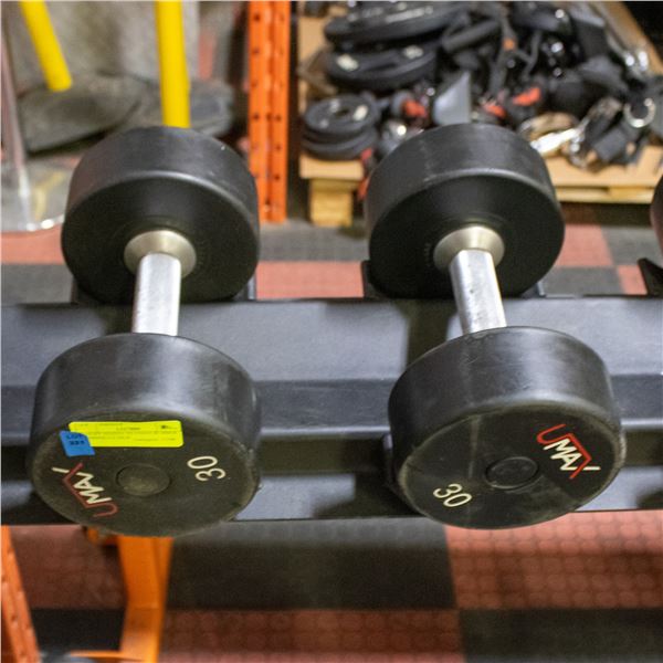 BAILIFF SEIZED: 2X UMAX RUBBER DUMBBELLS 30LB