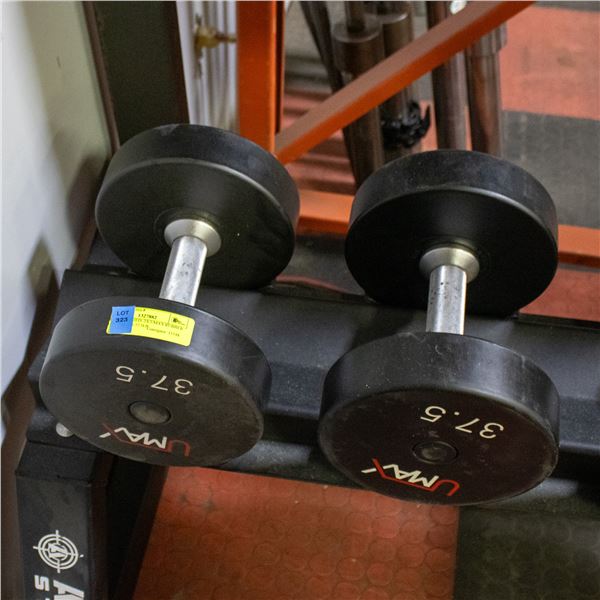 BAILIFF SEIZED: 2X UMAX RUBBER DUMBBELLS 37.5LB