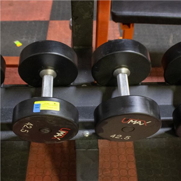 BAILIFF SEIZED: 2X UMAX RUBBER DUMBBELLS 42.5LB
