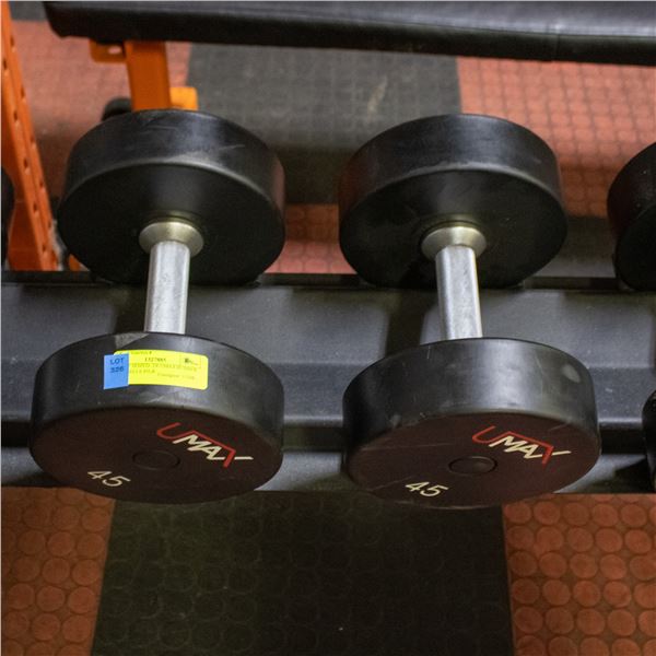 BAILIFF SEIZED: 2X UMAX RUBBER DUMBBELLS 45LB