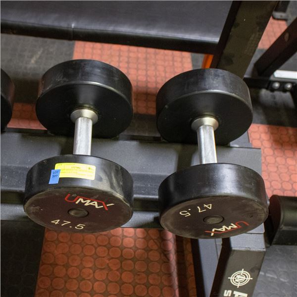 BAILIFF SEIZED: 2X UMAX RUBBER DUMBBELLS 47.5LB
