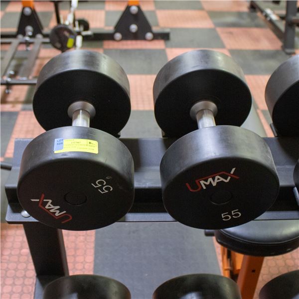 BAILIFF SEIZED: 2X UMAX RUBBER DUMBBELLS 55LB