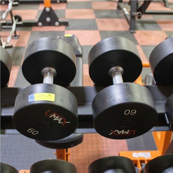 BAILIFF SEIZED: 2X UMAX RUBBER DUMBBELLS 60LB