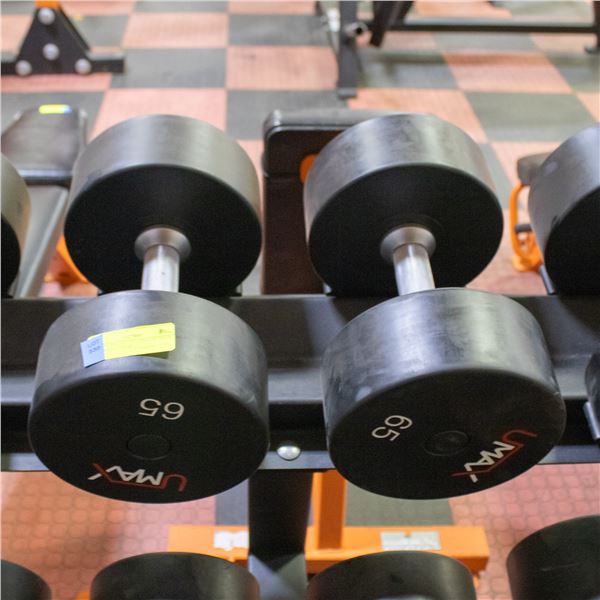 BAILIFF SEIZED: 2X UMAX RUBBER DUMBBELLS 65LB