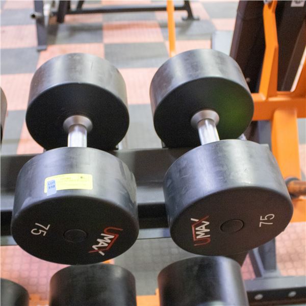 BAILIFF SEIZED: 2X UMAX RUBBER DUMBBELLS 75LB